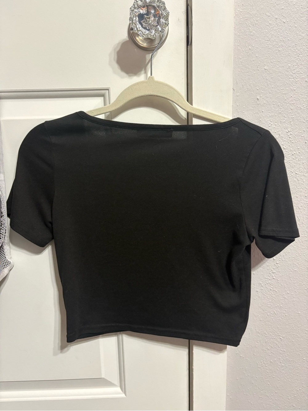 Boohoo Black Square Neck Short Sleeve Crop Top - Picture 2 of 3